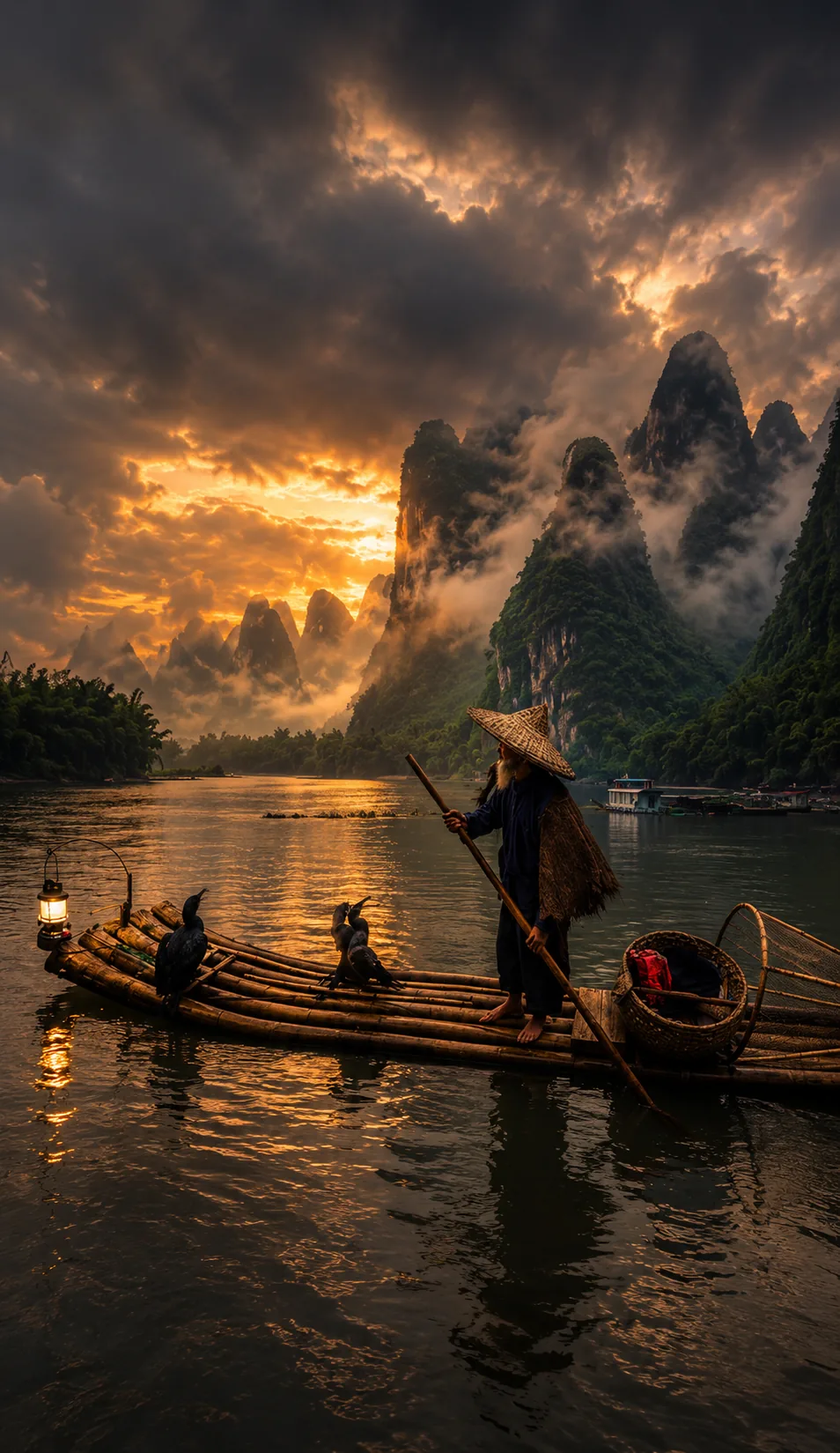 Meditación al amanecer en Asia